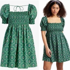 Hill House Home The Athena Nap Dress: Emerald Trellis Green XS